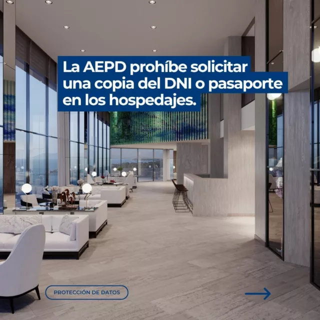 La AEPD prohíbe solicitar una copia del DNI o pasaporte en los hospedajes.

Según la nota de la AEPD hacerlo vulnera el principio de minimización de datos y representa un tratamiento excesivo e innecesario de información personal.

Consulta la circular completa en: https://www.escura.com/es/la-aepd-prohibe-solicitar-una-copia-del-dni-en-los-hospedajes/